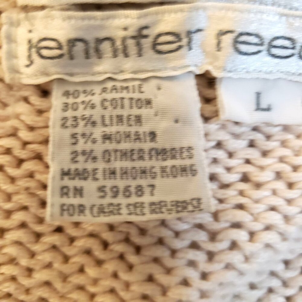 Hand Knit Mohair Linen Cotton Ramie Jennifer Reed L Floral Pink Sweater - Picture 5 of 8